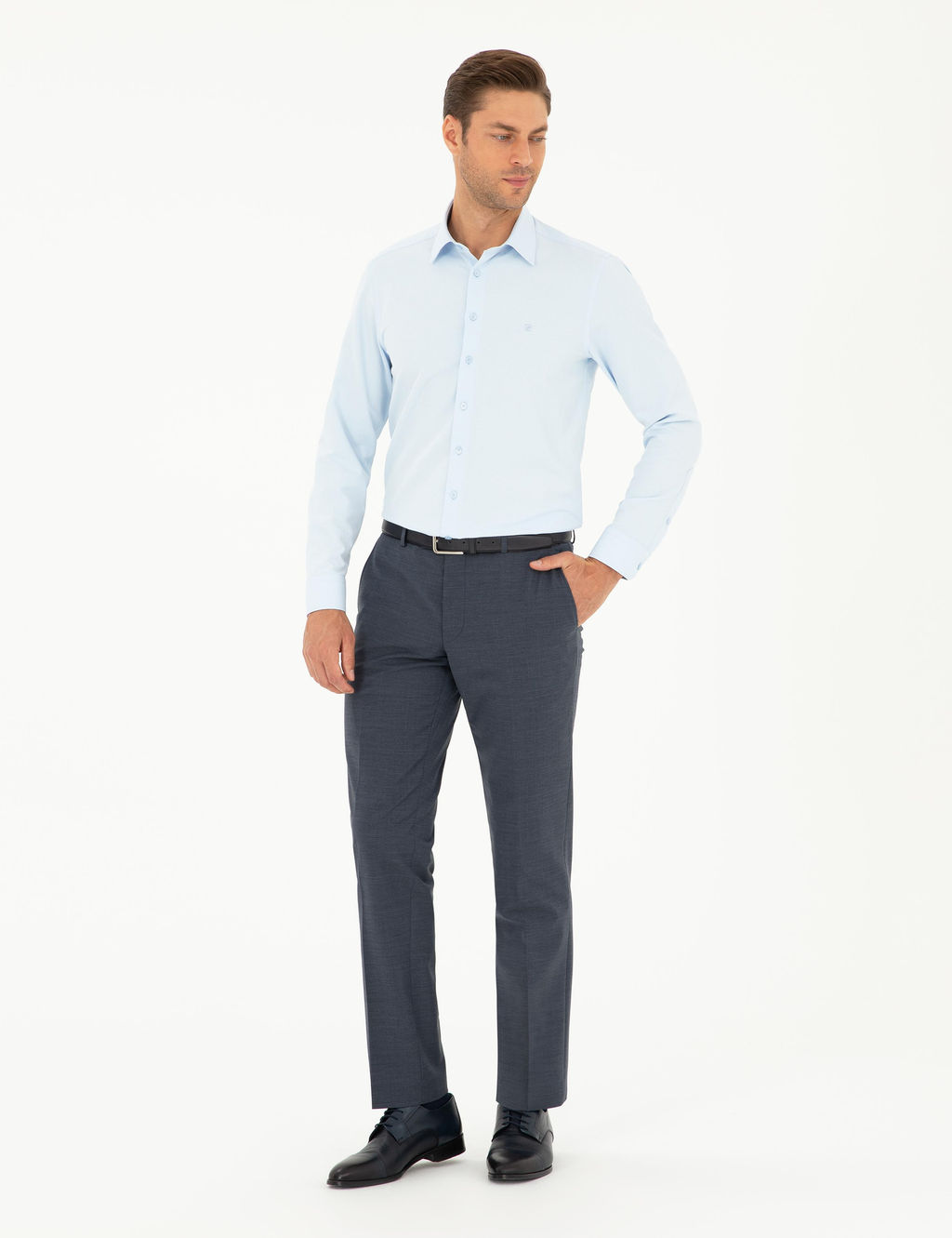 A__k Mavi Slim Fit Arm_rl_ Uzun Kollu G_mlek