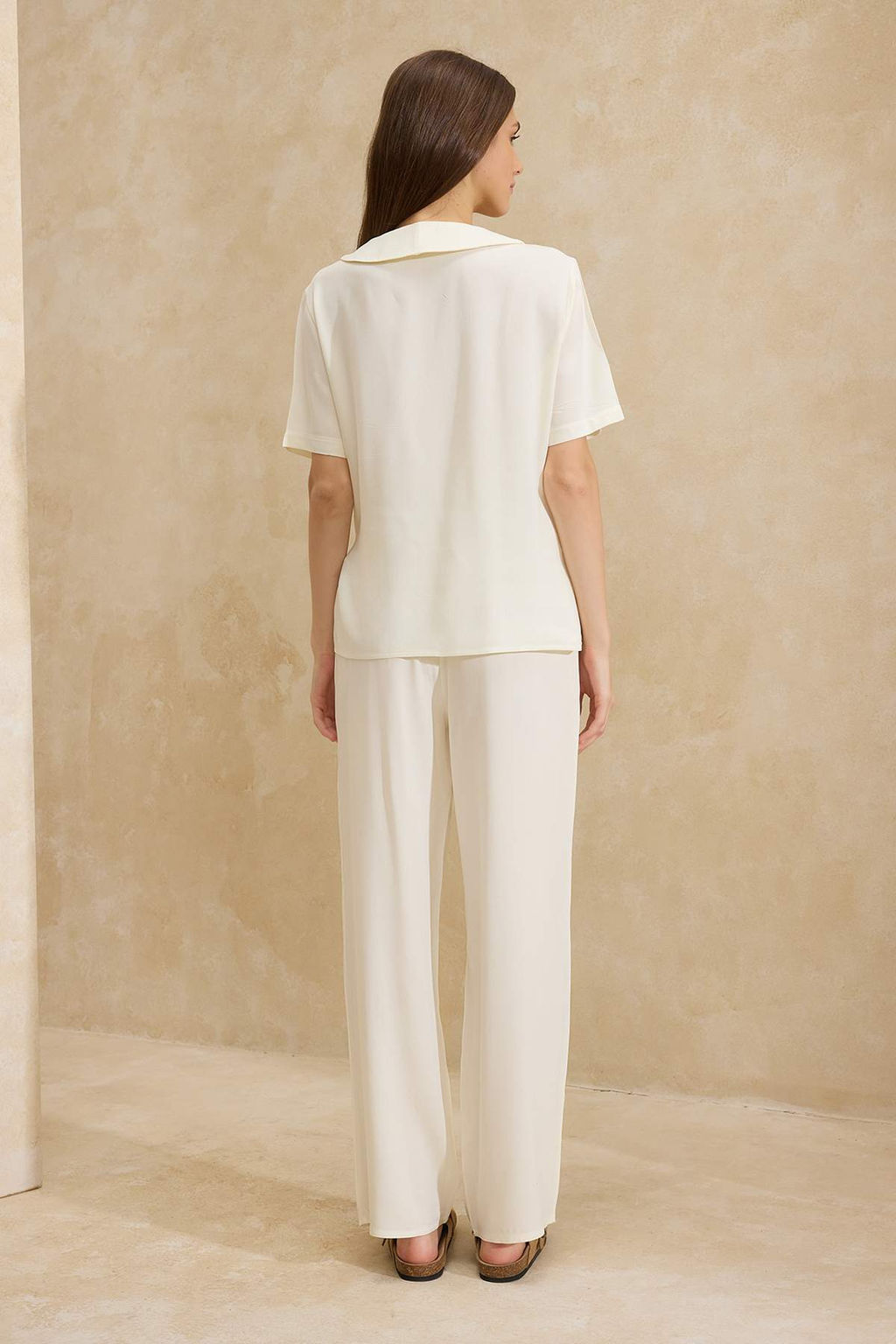 Ekru Duz Shally Dokuma Pijama Tak?m? THMSS26PT00029 - Trendyolmilla фото 4