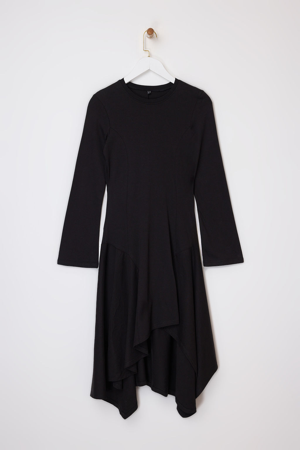 Siyah Belden Ac?lan Bisiklet Yaka Volanl?/F?rf?rl? Uzun %100 Pamuk Orme Elbise TWOSS26EL00022 - Trendyolmilla фото 11