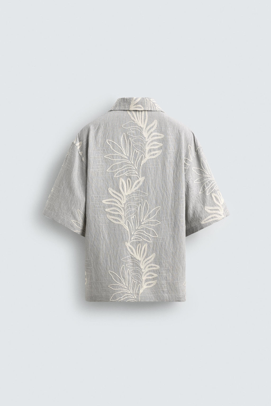 CAMISA JACQUARD BORDADO HOJAS / Celeste - Zara фото 9