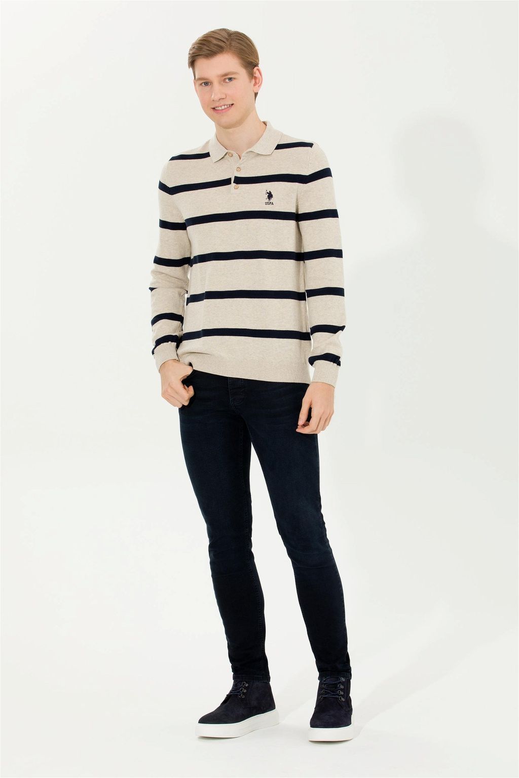 Мужской свитер из трикотажа Stone Melange - U.s. polo assn фото 4