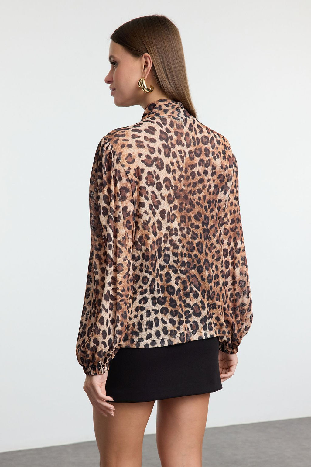 Cok Renkli Leopar Bask?l? Kopuk Orme Bluz TWOAW25BZ00279