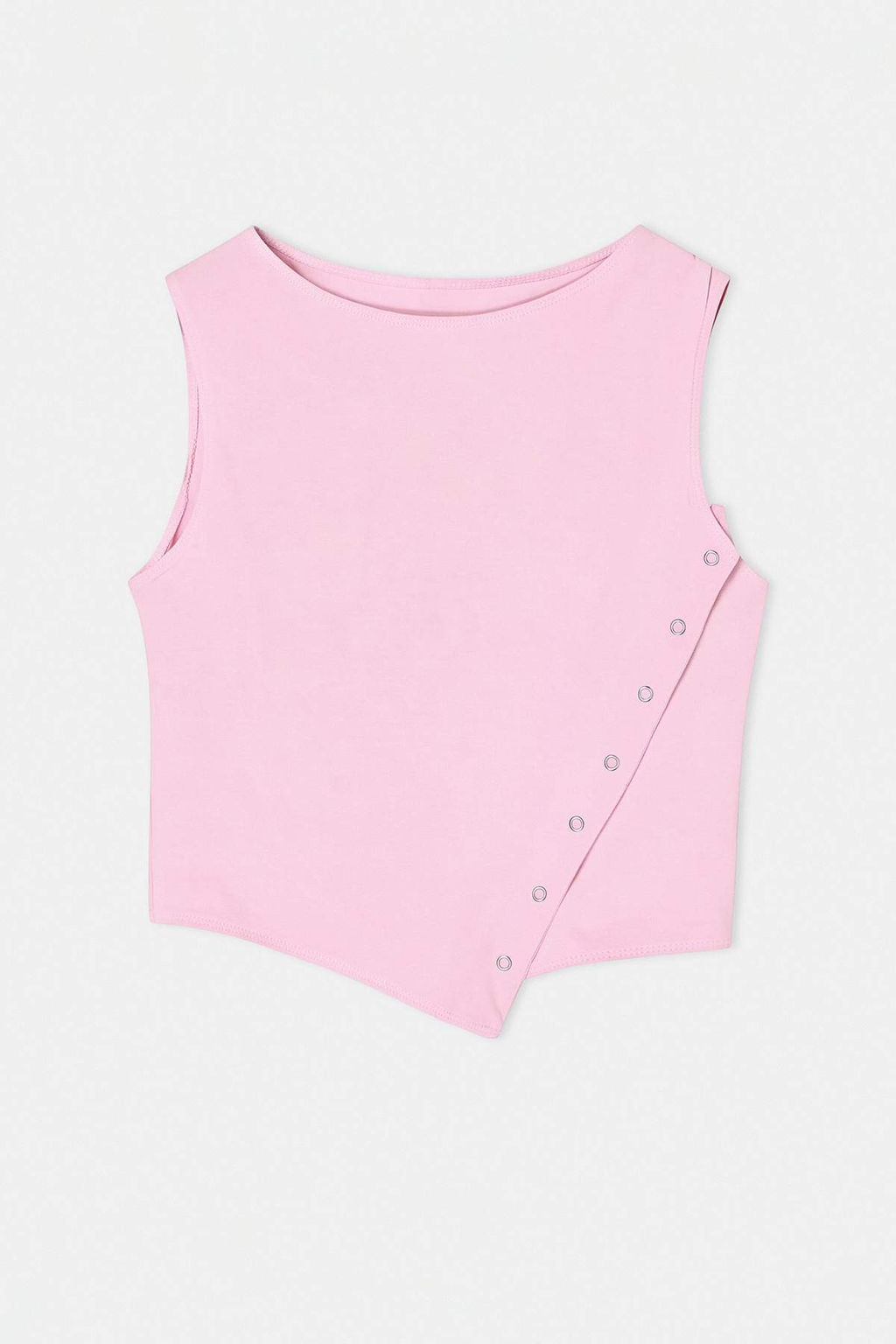 Pembe Fitted/V_cuda Oturan Kay_k Yaka Kolsuz Pamuklu Esnek _rme Bluz TWOSS26BZ00035