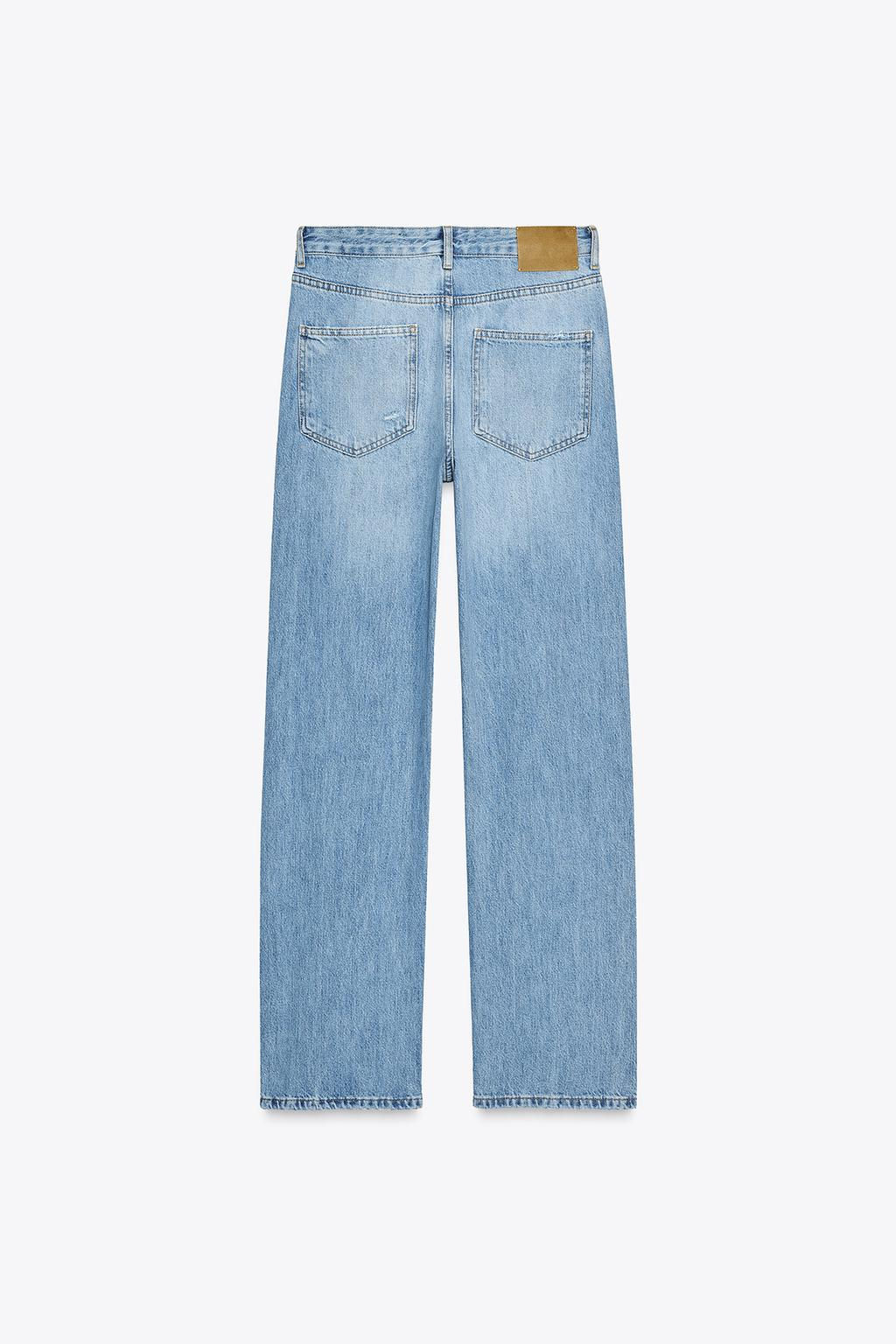 ZW COLLECTION RIPPED MID-WAIST STRAIGHT-LEG JEANS - Zara фото 6