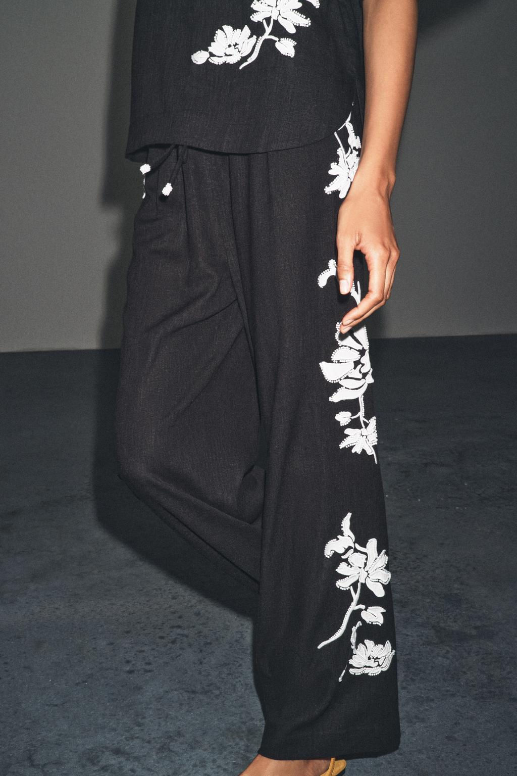 ZW COLLECTION BEADED EMBROIDERY TROUSERS - Zara фото 4