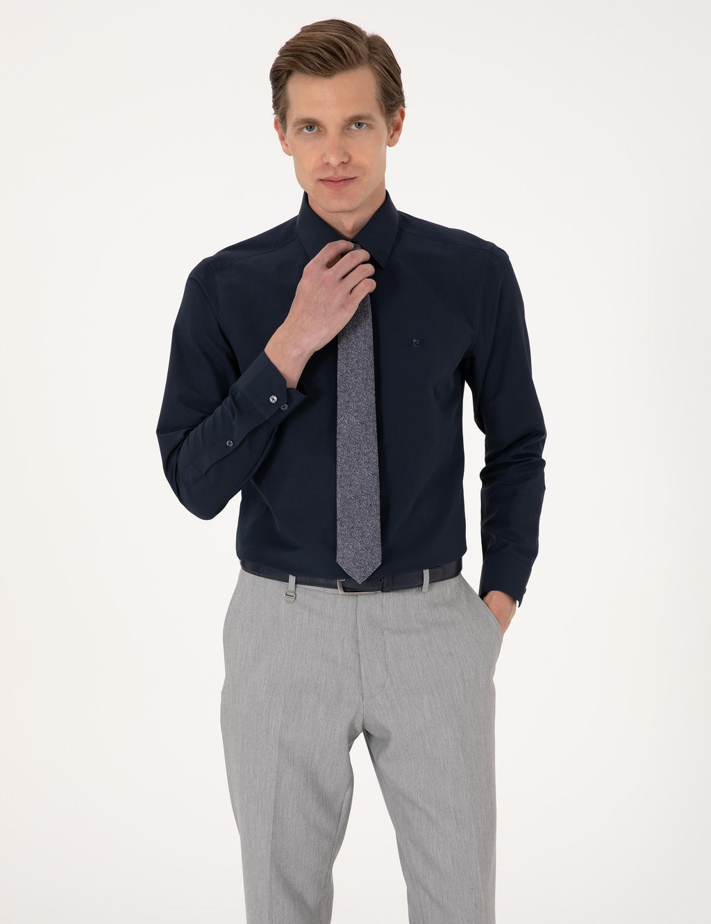 Lacivert Slim Fit Uzun Kollu Basic G_mlek