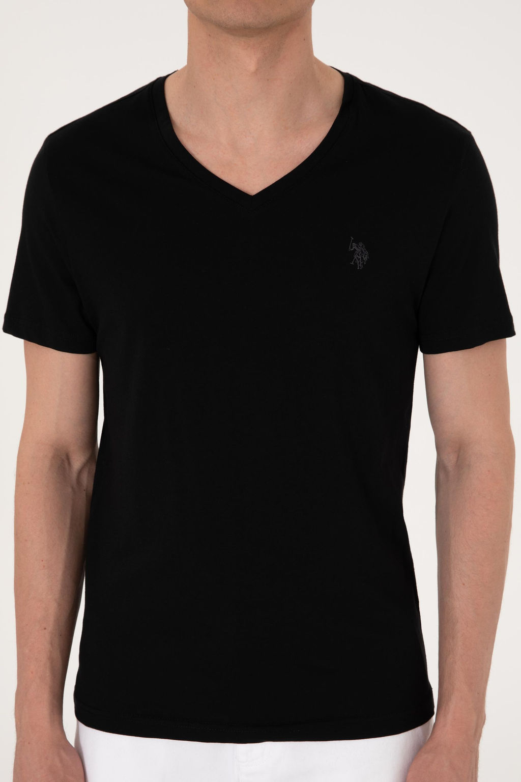 Erkek Slim Fit V Yaka Siyah Basic Ti__rt Sepette S_rpriz _ndirim - U.s. polo assn фото 6