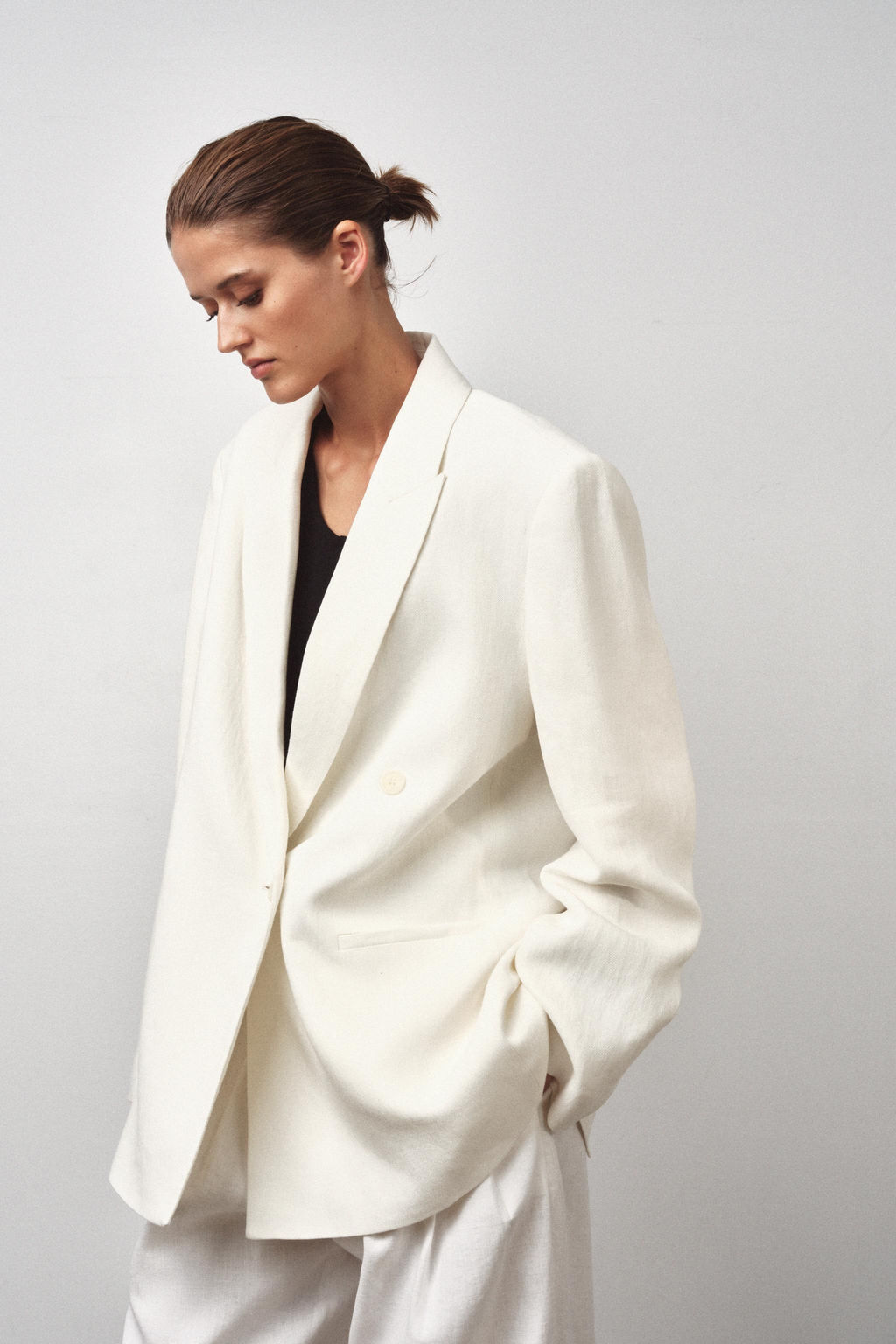 ZW COLLECTION DOUBLE-BREASTED LINEN BLEND BLAZER - Zara фото 9