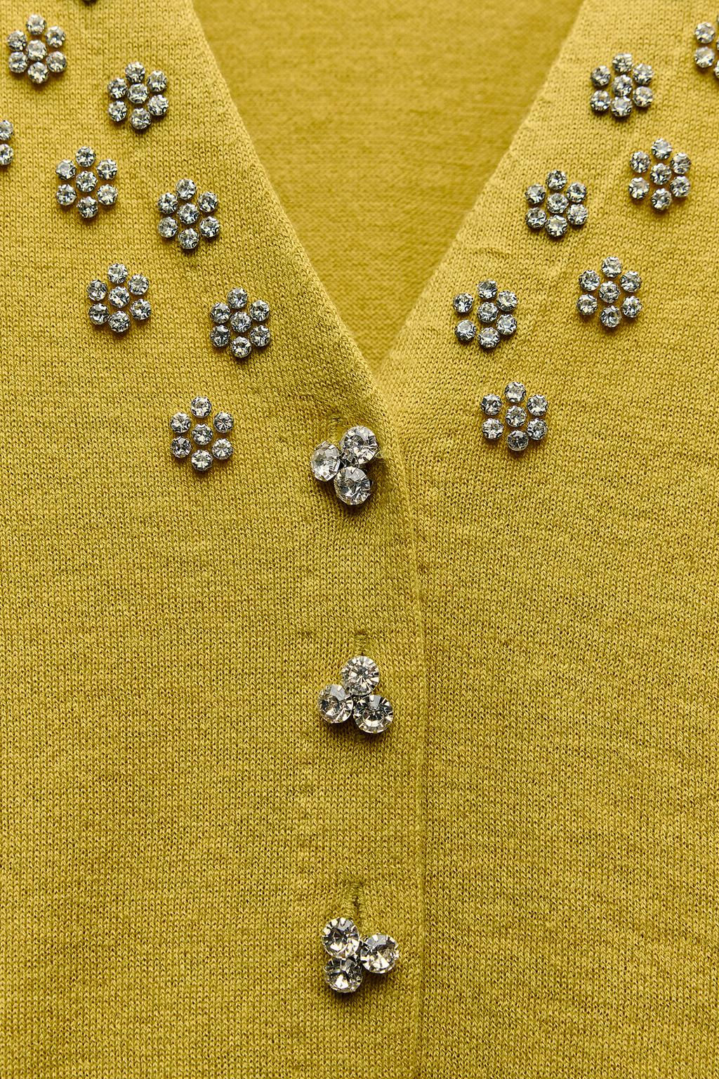 BEADED RHINESTONE KNIT CARDIGAN - Zara фото 4