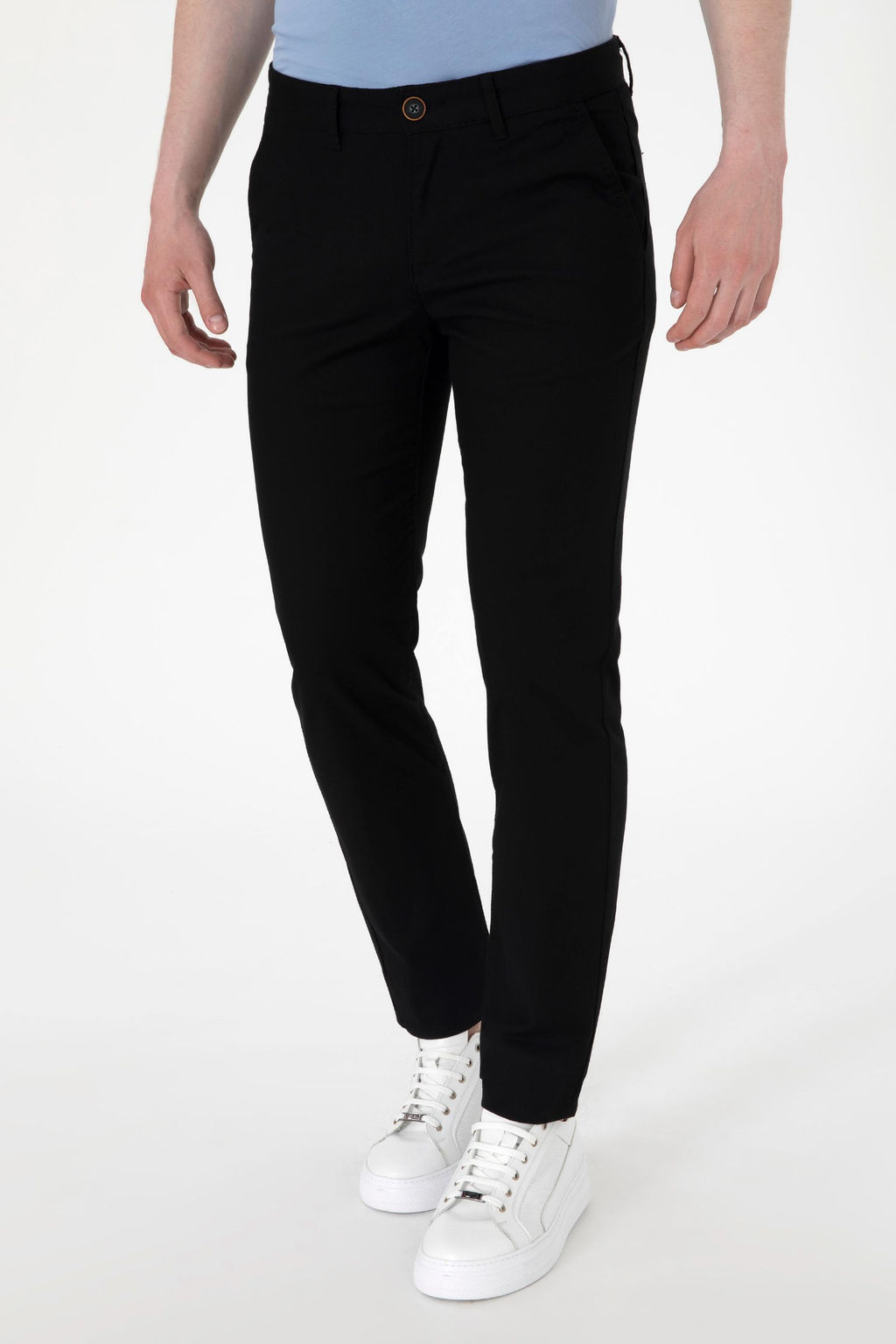 Erkek Slim Fit Siyah Kanvas Pantolon
