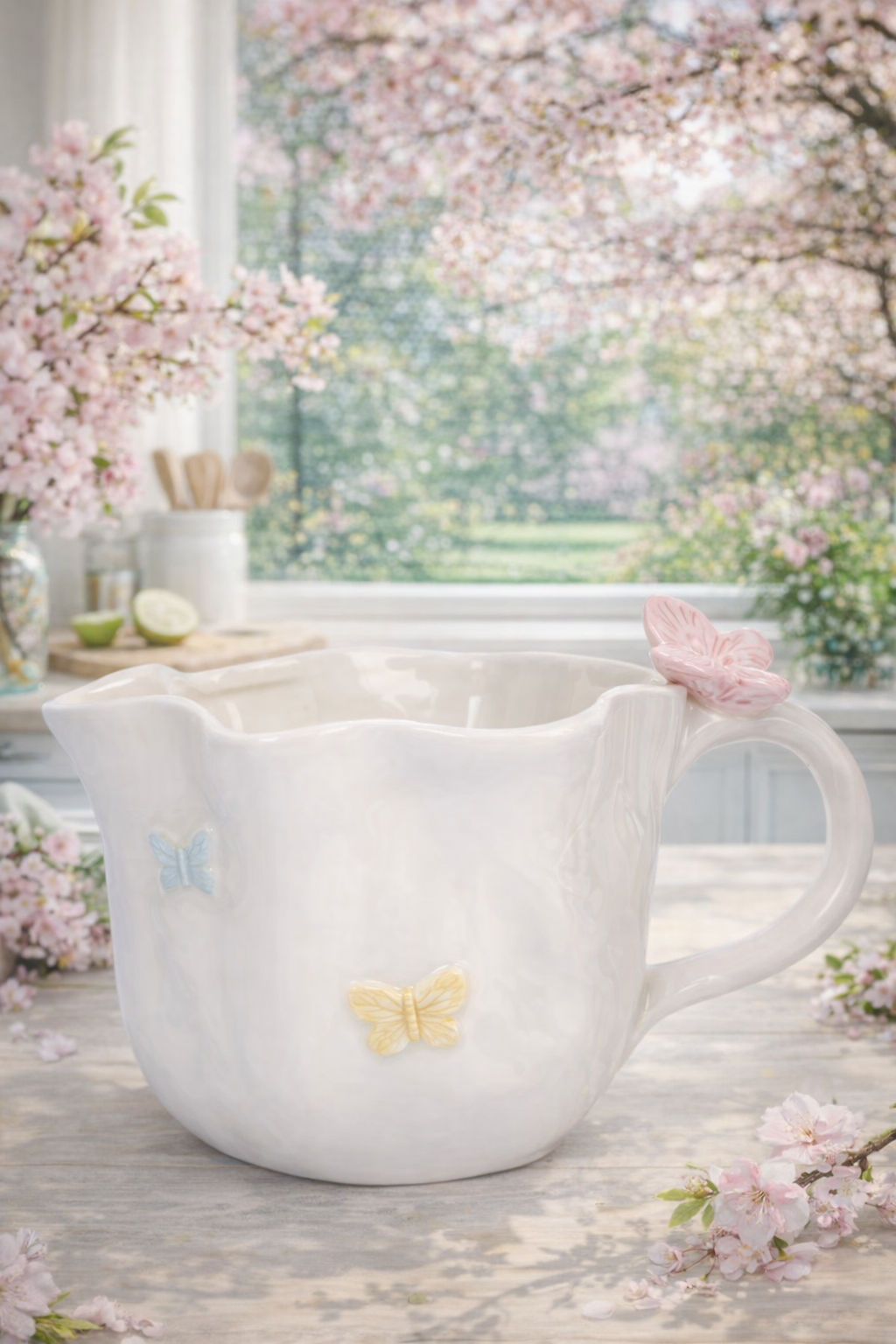 Кружка, 440 мл, керамика, молочная, Бабочки, Butterfly - Anna lafarg фото 11