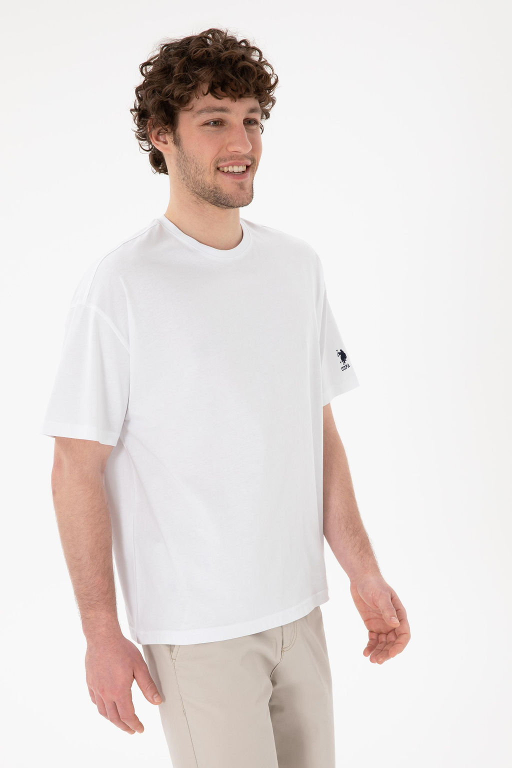 Erkek Oversize Fit Bisiklet Yaka Beyaz Ti__rt Sepette S_rpriz _ndirim - U.s. polo assn фото 2