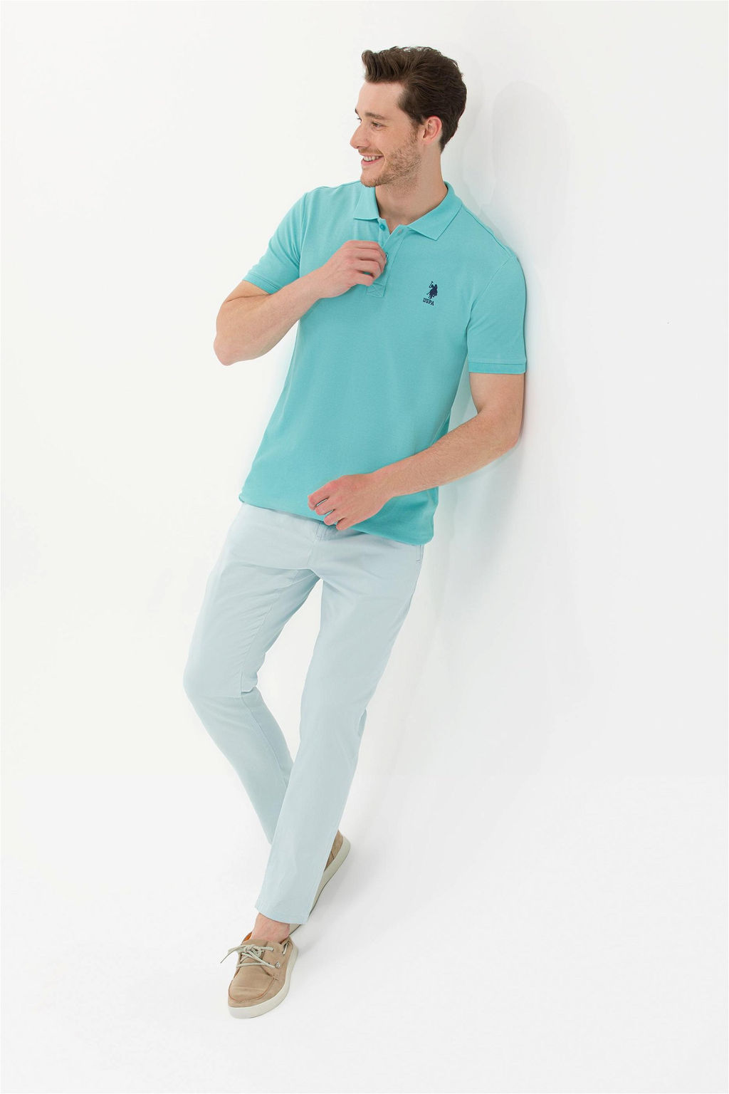 U. S. Polo Assn Мужская мятная базовая футболка с воротником-поло - U.s. polo assn фото 7