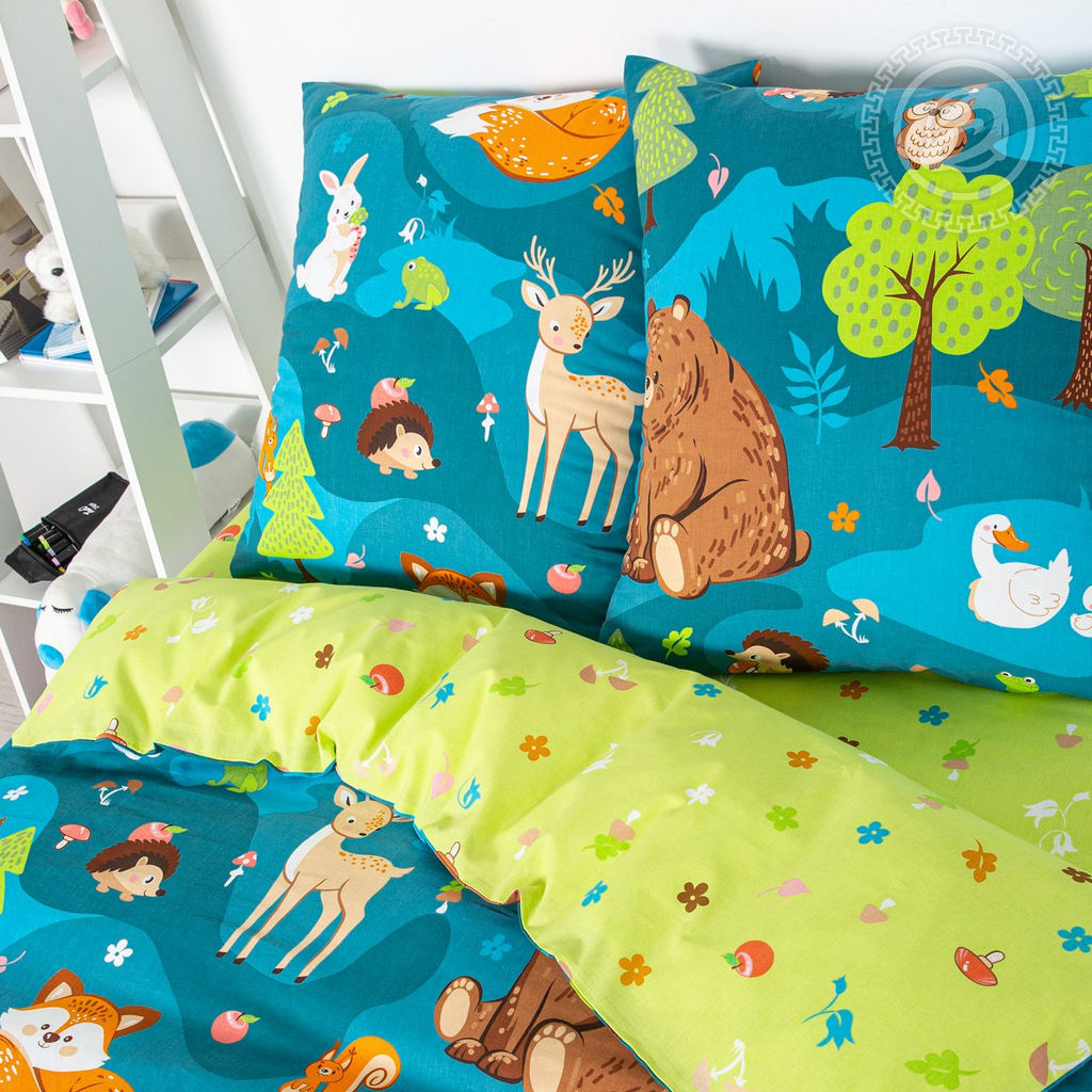 Постельное белье На опушке (бязь детская) 1,5 сп./Пододеяльник: 1 шт. - 215*143; Простыня: 1 шт. - 214*150; Наволочка: 2 шт. - 70*70; Бязь детская - Артпостель фото 2