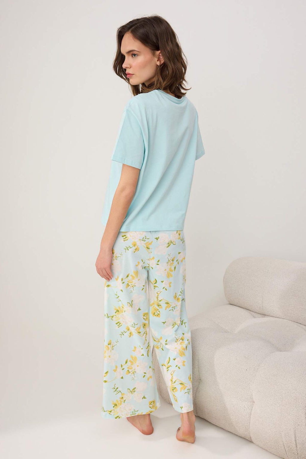 A__k Mavi %100 Pamuklu _i_ekli _rme Pijama Tak_m_ THMSS25PT00061 - Trendyolmilla фото 4