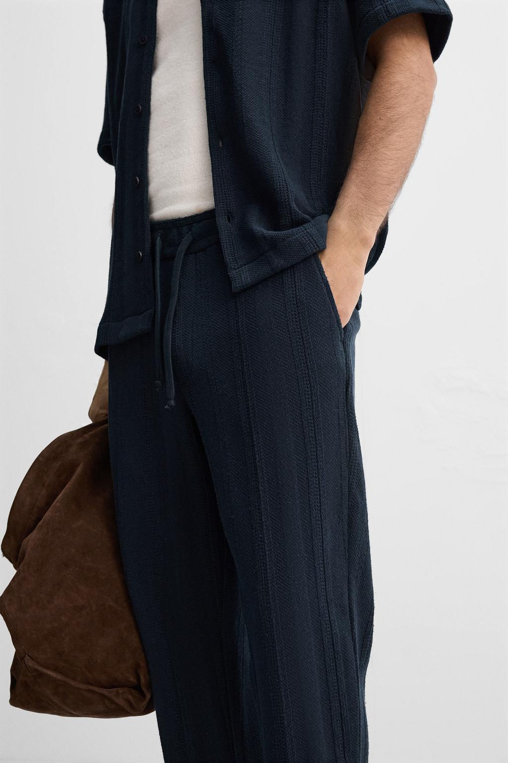STRIPED TEXTURED TROUSERS - Zara фото 6