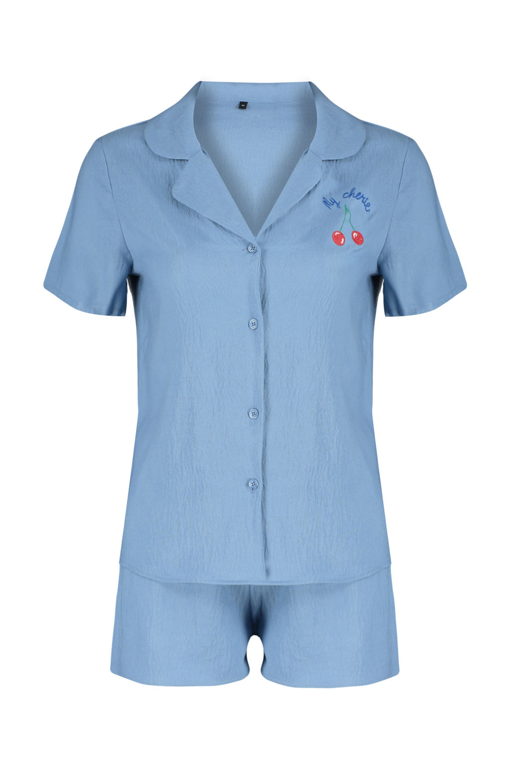 Mavi Kiraz Nak?sl? Sortlu Dokuma Pijama Tak?m? THMSS24PT00066