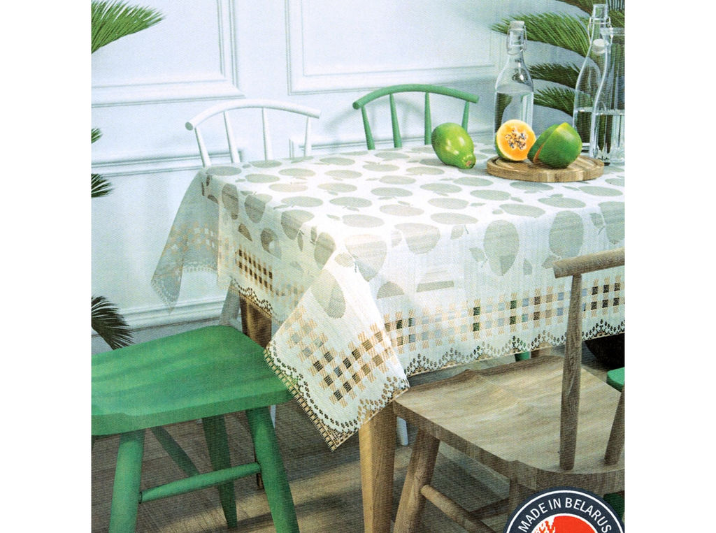 Скатерть декоративная Д237Аб 150 беж. с белым 1.50 м*1.30 м рис. Д237Аб