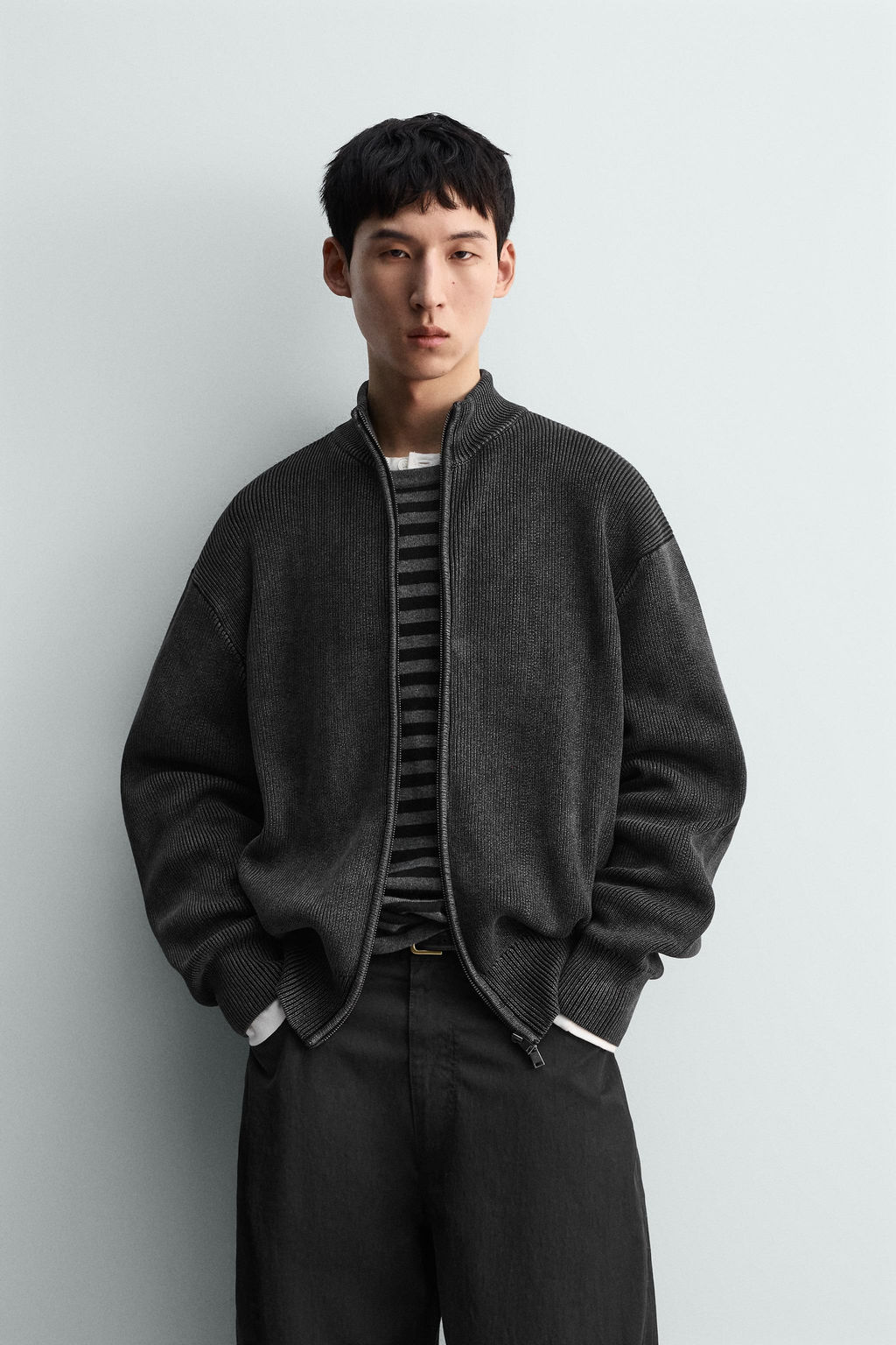 WASHED TEXTURED KNIT CARDIGAN - Zara фото 2