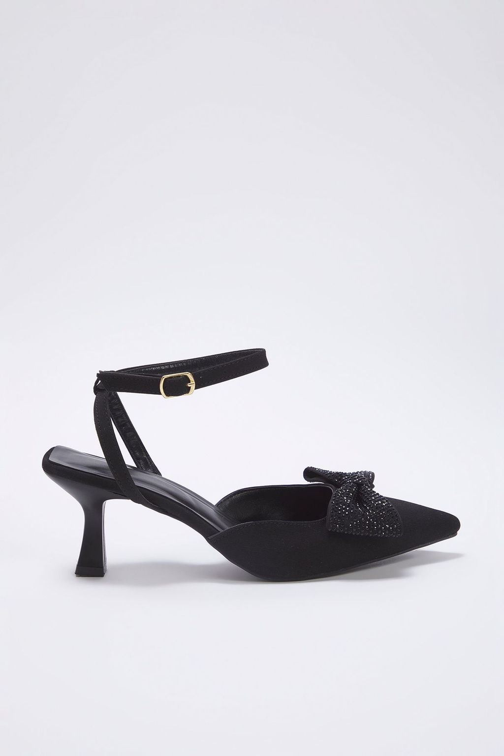 Trendyol Shoes Siyah Tasl? Fiyonk Detayl? Sivri Burun Arkas? Ac?k Kad?n Abiye Ince Topuklu Ayakkab? TAKSS25TO00043 - Trendyolmilla фото 5