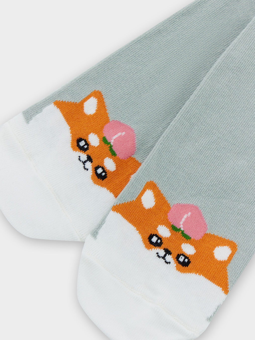 Цена за 5 пар! Носки детские светло-оливковые с рисунком в виде лисички - Mark formelle фото 5