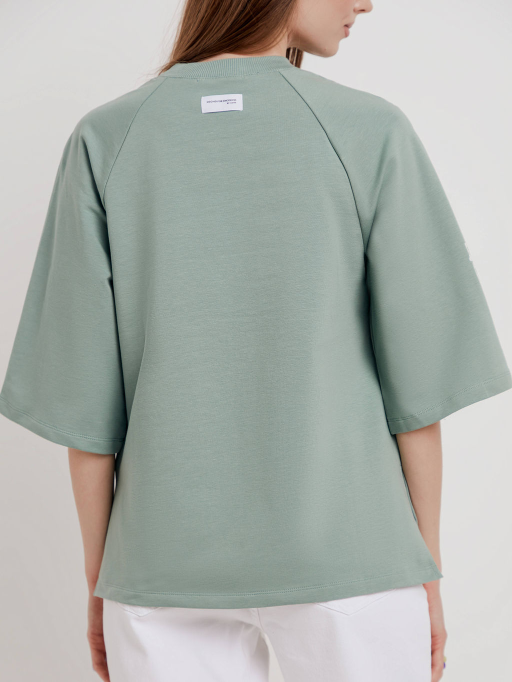 CONTE Oversize-футболка из футера с удлиненной спинкой LD 1632 green