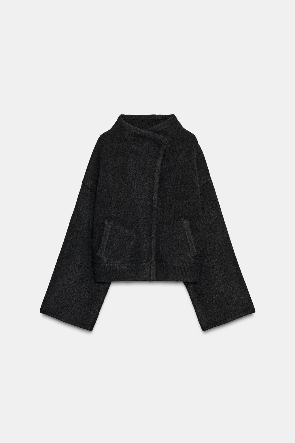 DOUBLE-BREASTED KNIT BOMBER JACKET