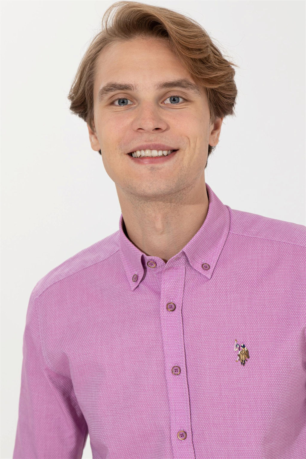 U. S. Polo Assn / Мужская фиолетовая рубашка Uzunkol Basic - U.s. polo assn фото 8