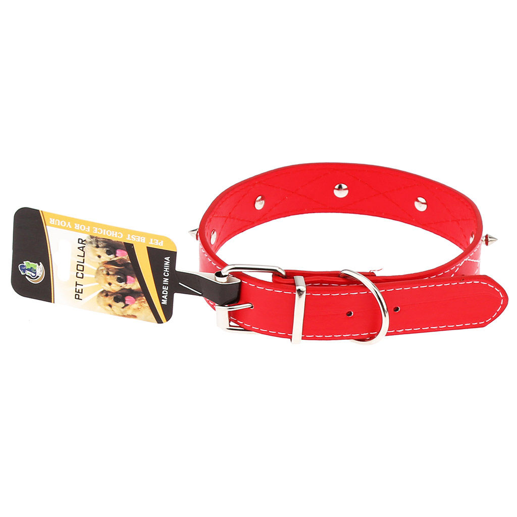 Пэт тойс (Pet toys) Ошейник для собаки Шипы 3х56см, металлическая застежка, под кожу, металл декор, на картоне, цвета в ассортименте: красный, синий, черный, темно-коричневый (Китай)  фото 2