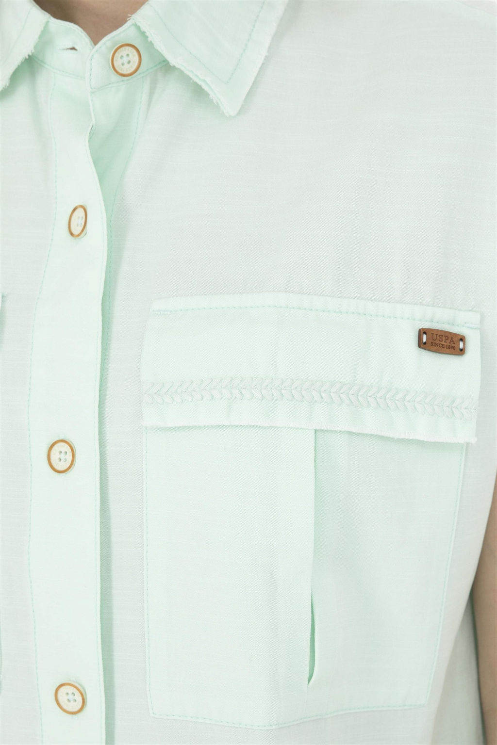 U. S. Polo Assn / Женская рубашка зеленого цвета с коротким рукавом - U.s. polo assn фото 7