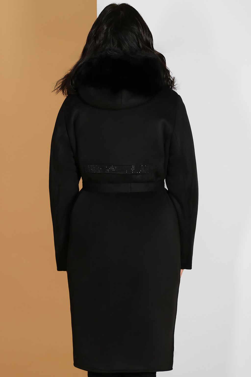 Дубленка черная длинная - Almond фото 3