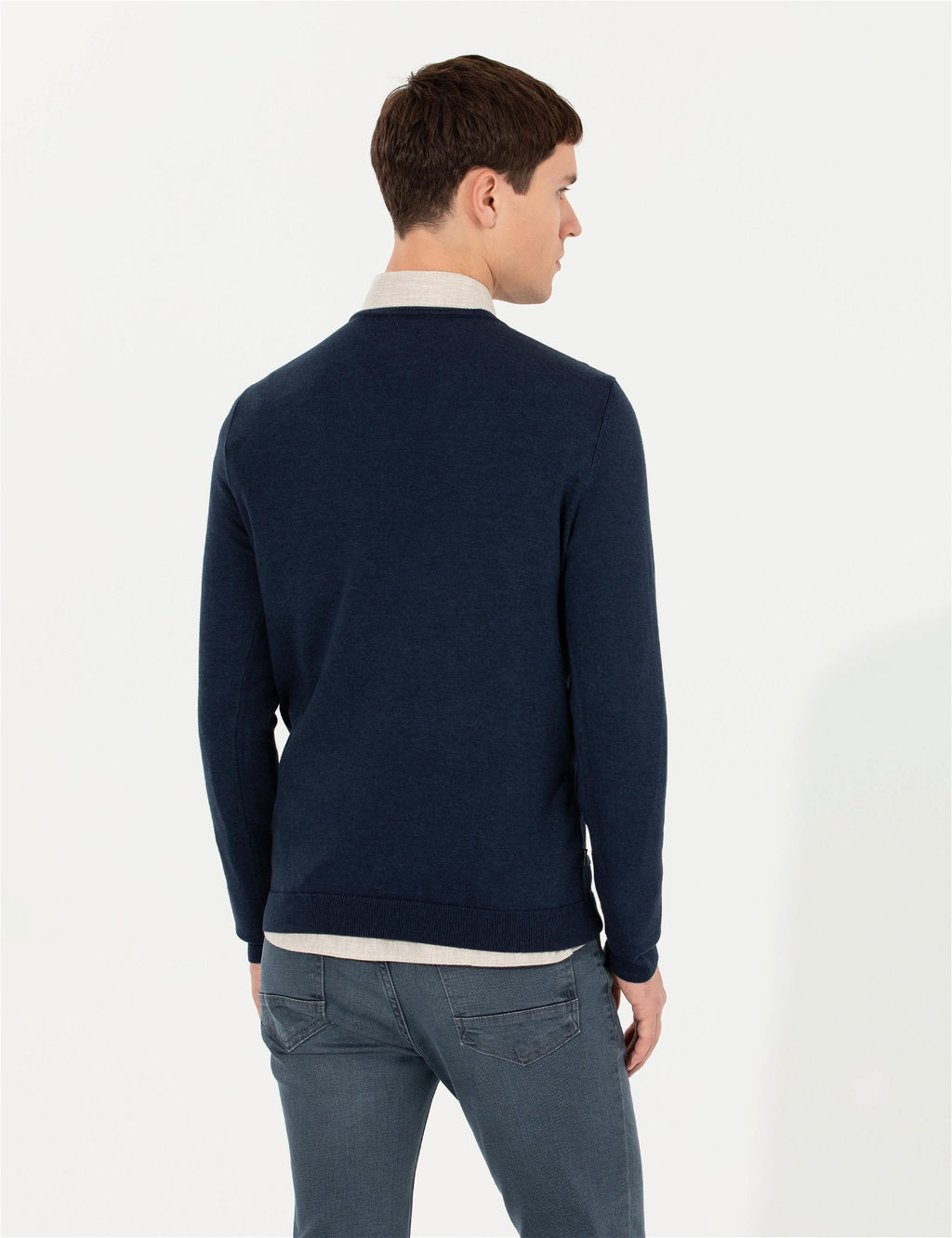 Lacivert Slim Fit V Yaka Triko Kazak - Pierre cardin фото 5