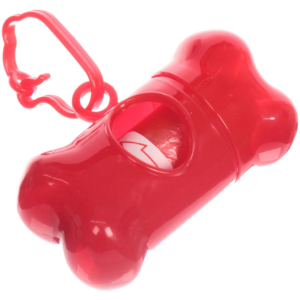 Цена за 6 шт. Контейнер с пакетами для уборки за собакой с карабином,цвет красный Ultramarine