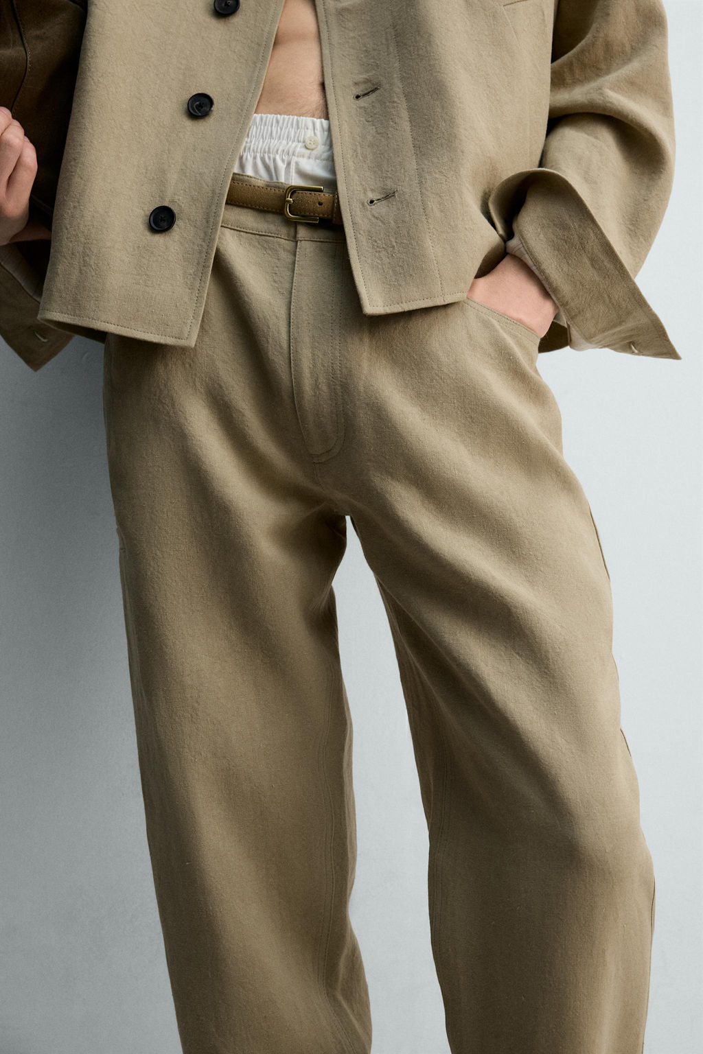 PANTAL?N BALLON FIT 100% LINO LIMITED EDITION / Tostado - Zara фото 5