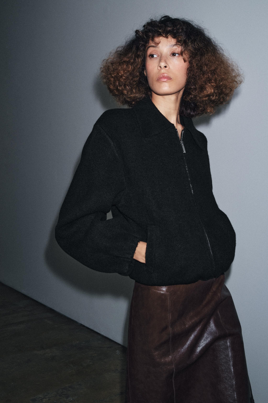 ZIP-UP KNIT BOMBER JACKET - Zara фото 4