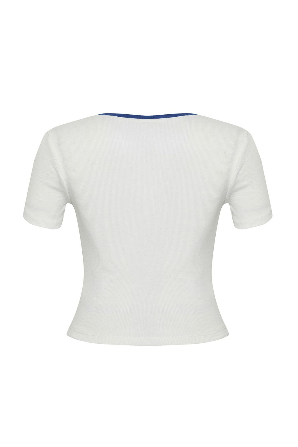 Ekru Slogan Nak?sl? Kontrast Biye Detayl? Regular Boy Fitilli Esnek Orme Bluz TWOSS25BZ00372 - Trendyolmilla фото 6