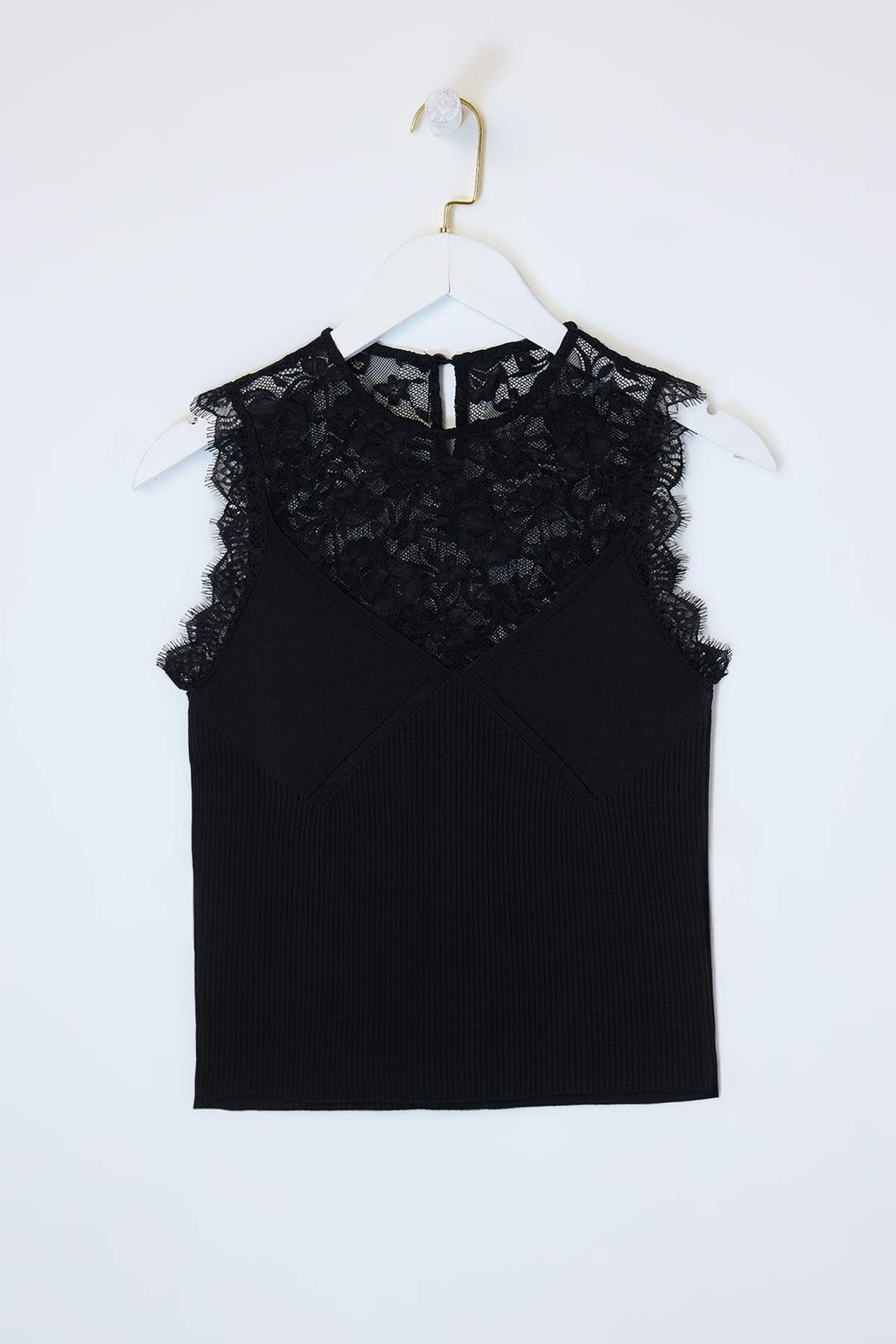 Siyah Bisiklet Yaka Dantel Detayl? Fitted Triko Ince Bluz TWOSS26BZ00298 - Trendyolmilla фото 5