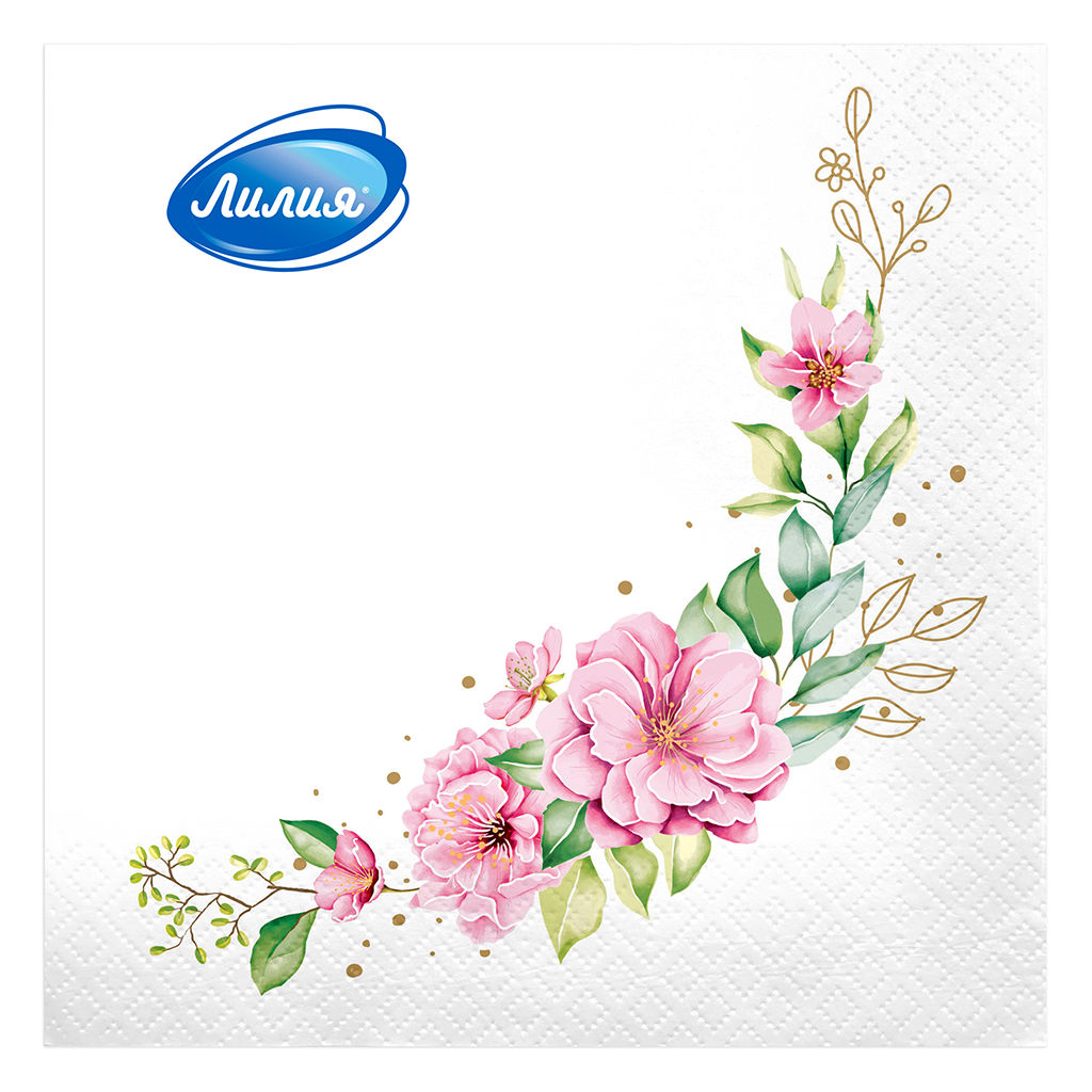 Салфетки бумажные 33х33см Лилия, 2-х слойные, 20 штук в упаковке, Лейтмотив (Россия) - Bouquet фото 2
