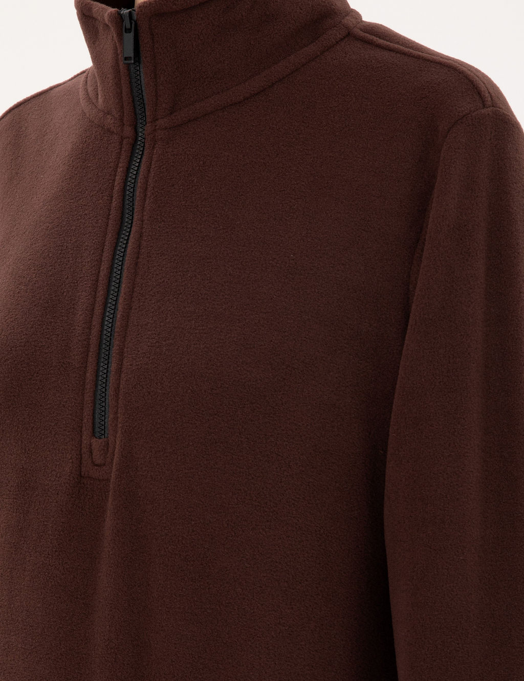 Kahverengi Comfort Fit Fermuarl_ Polar Sweatshirt