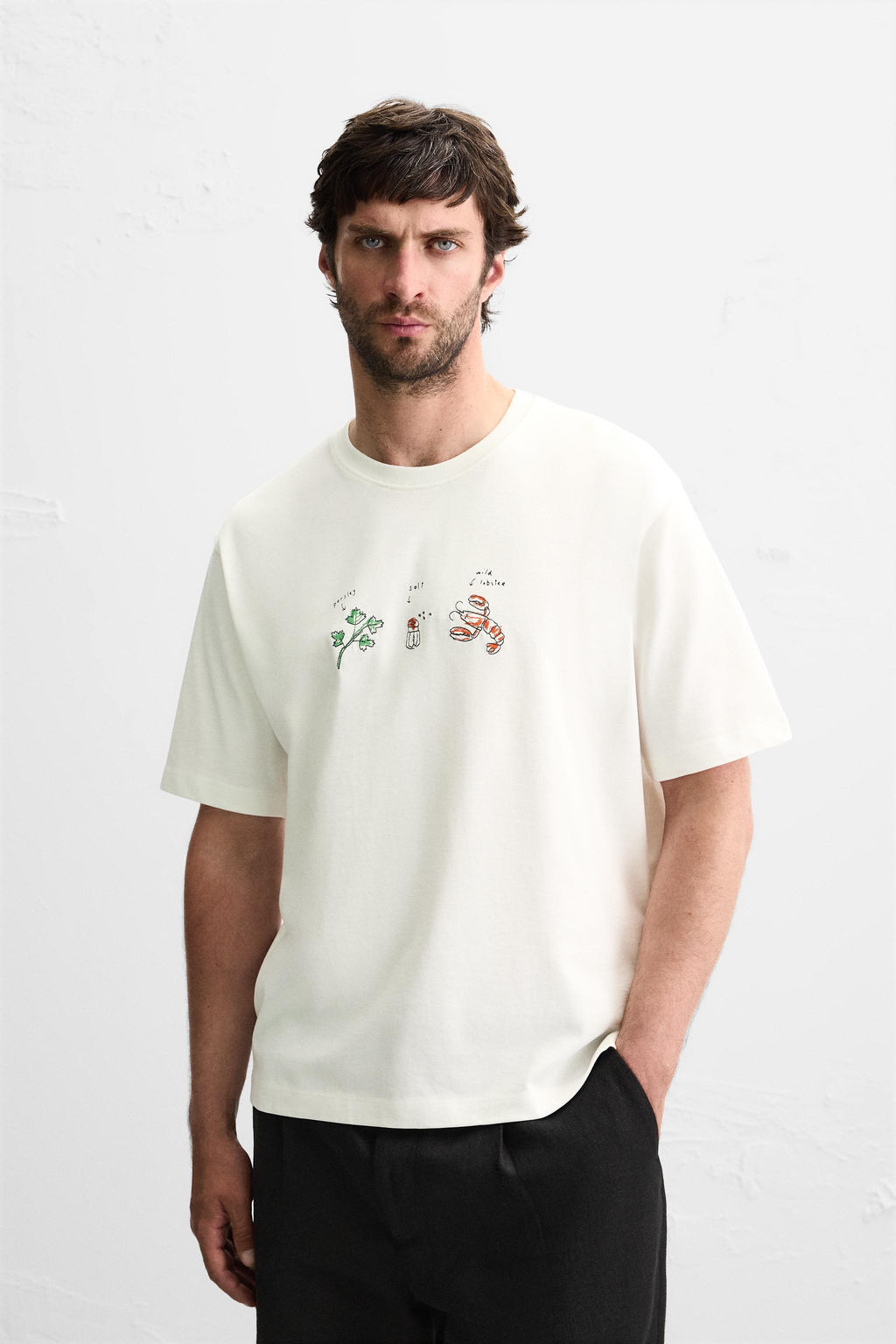 CONTRAST EMBROIDERY T-SHIRT - Zara фото 2