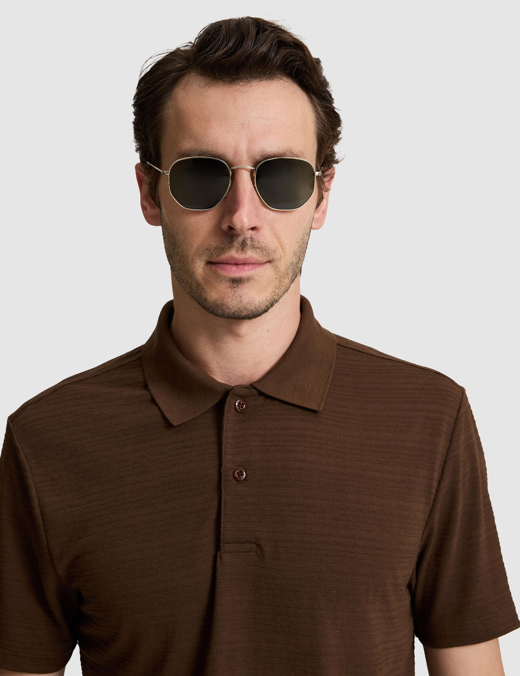 Kahverengi Slim Fit Polo Yaka T-shirt