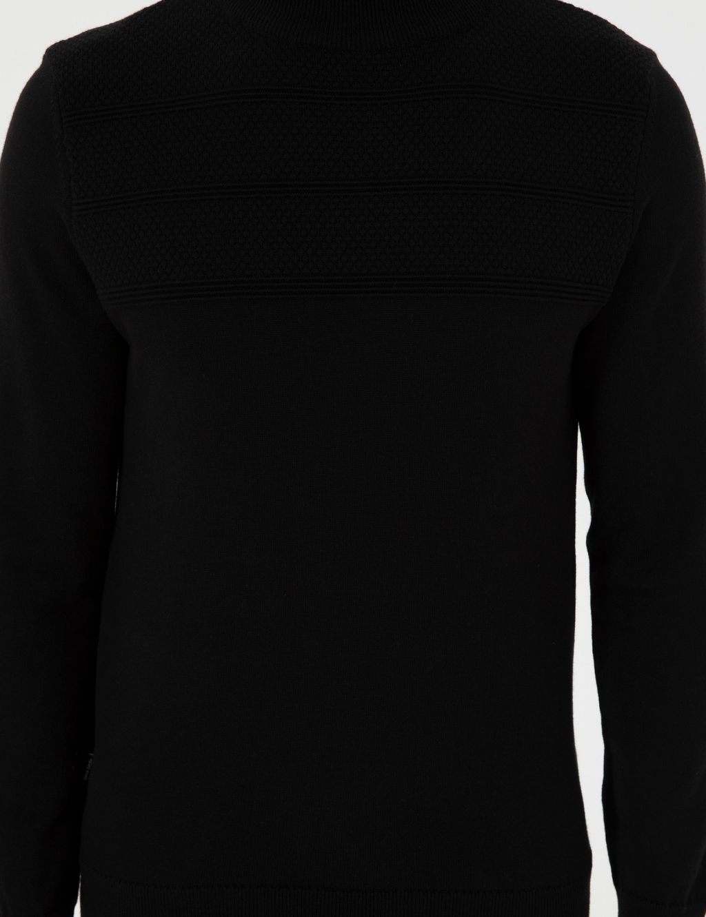 Siyah Slim Fit Yar_m Bal_k__ Yaka Triko Kazak - Pierre cardin фото 6