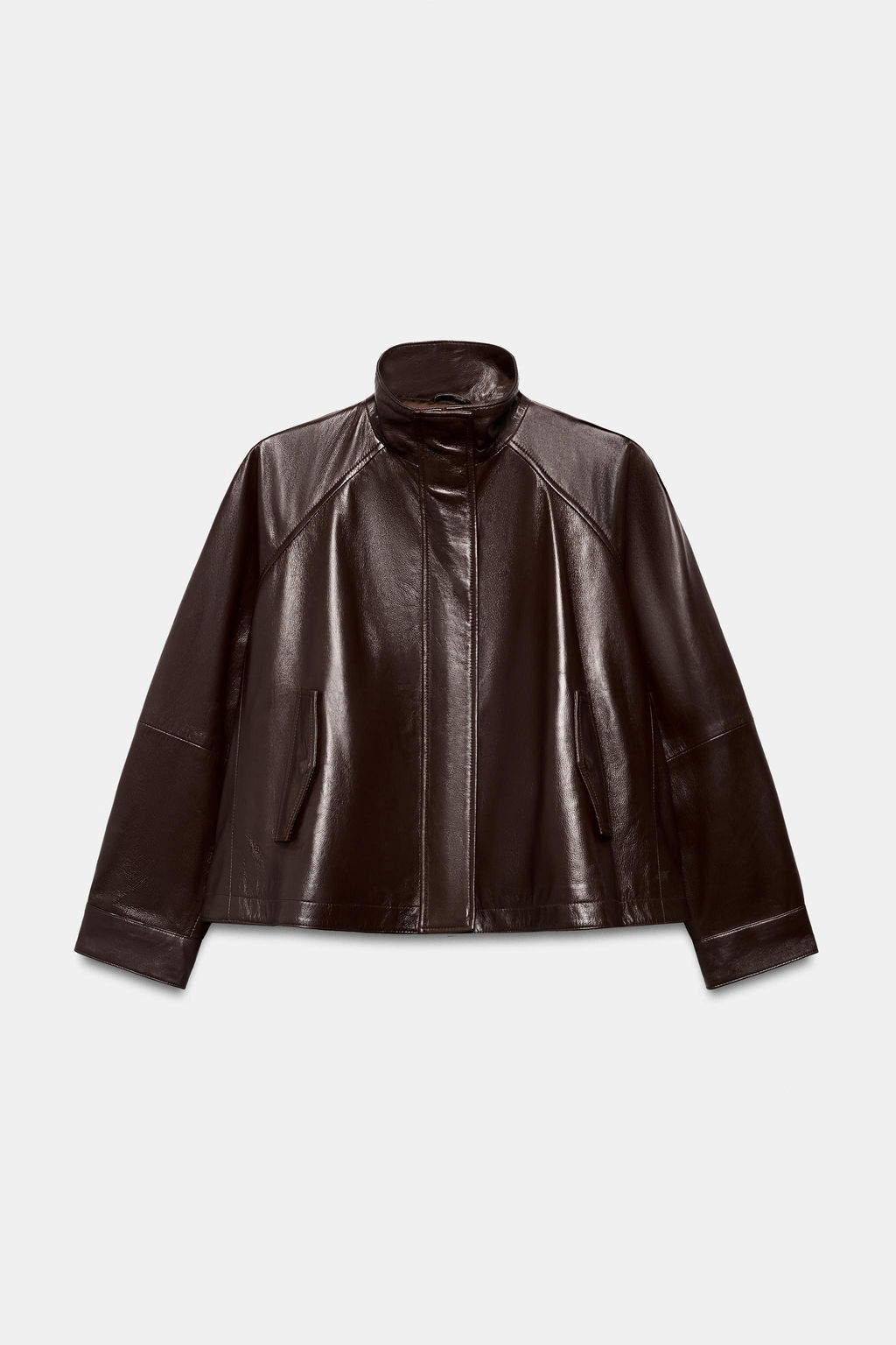 CHAQUETA BOMBER PIEL 100% ZW COLLECTION / Marr?n - Zara фото 7