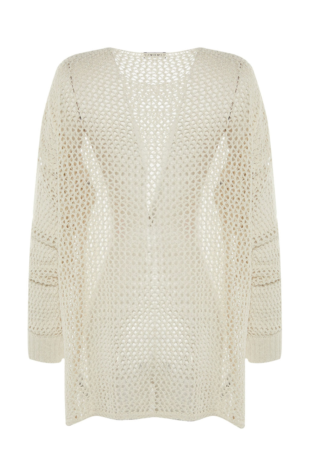 Ekru Ekstra Genis Kal?p Pamuklu Ajurlu/Delikli Triko Kazak TWOAW20FV0184