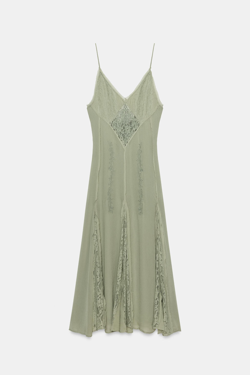 VESTIDO VOLANTES BORDADOS ZW COLLECTION / Verde agua - Zara фото 6