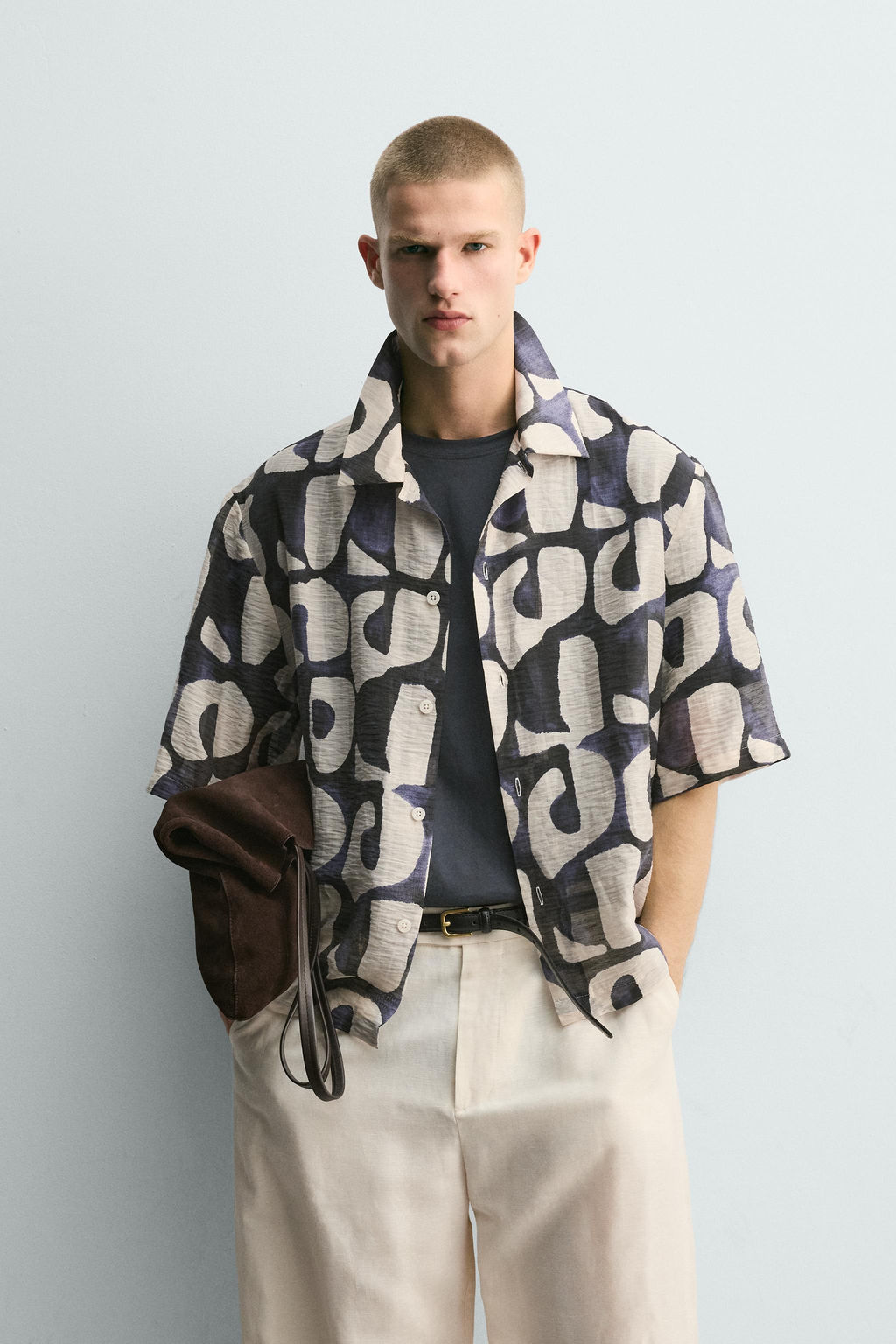CAMISA ESTAMPADO GEOM?TRICO / Marino oscuro