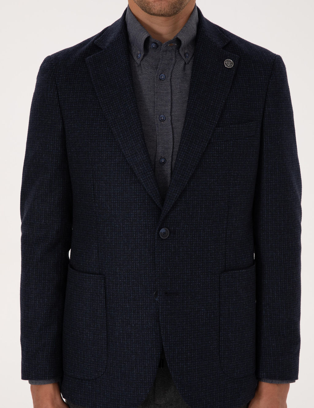 Lacivert Slim Fit Y_n Kar___ml_ Ceket