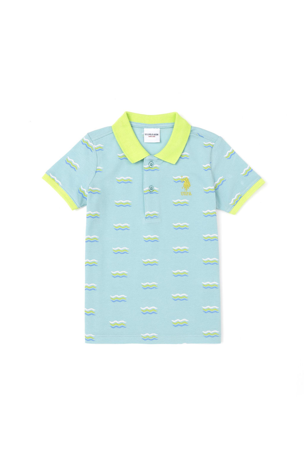 Футболка-поло U.S. Polo Assn для мальчиков зелёная из хлопка  фото 12