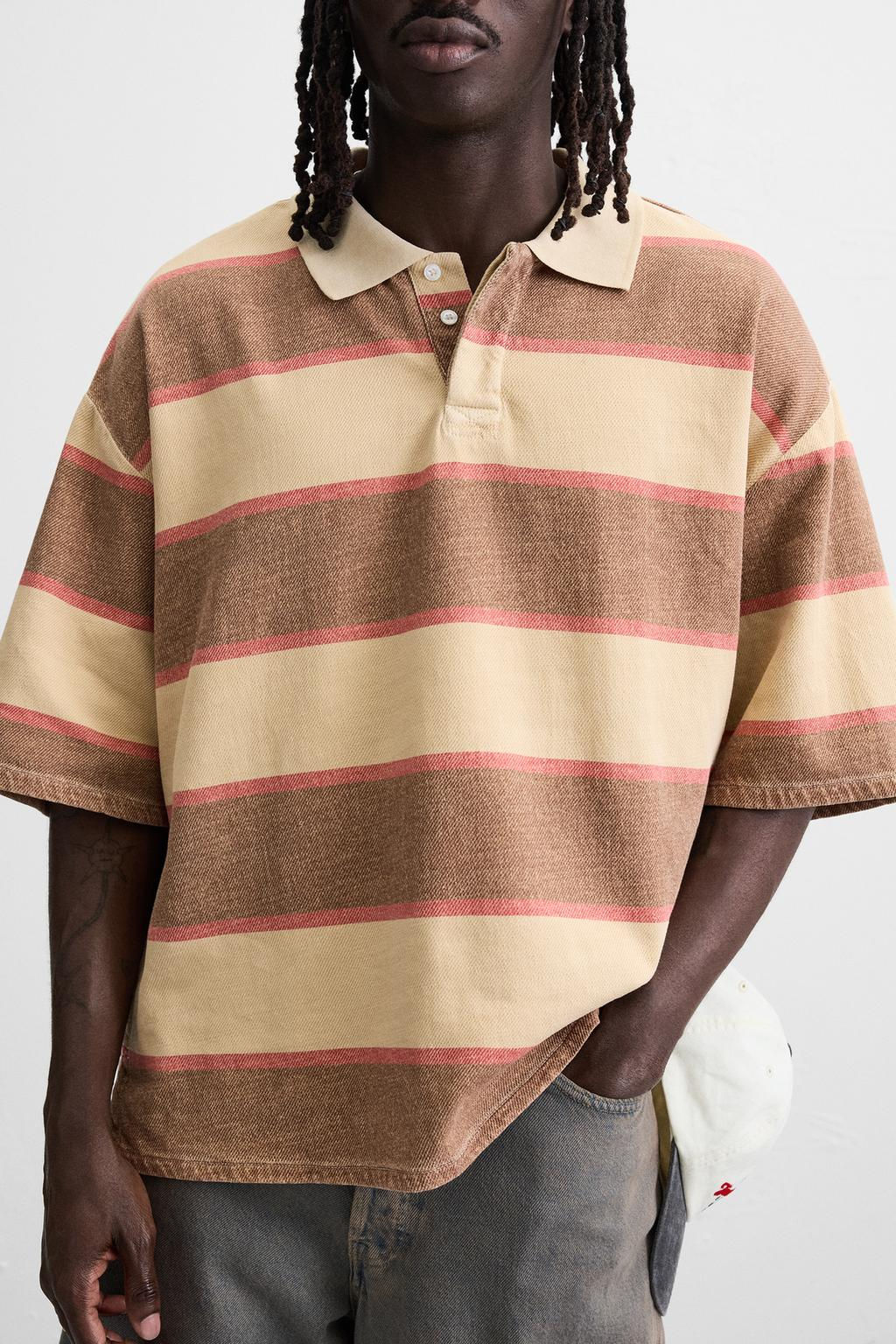 STRIPED WASHED POLO SHIRT - Zara фото 5