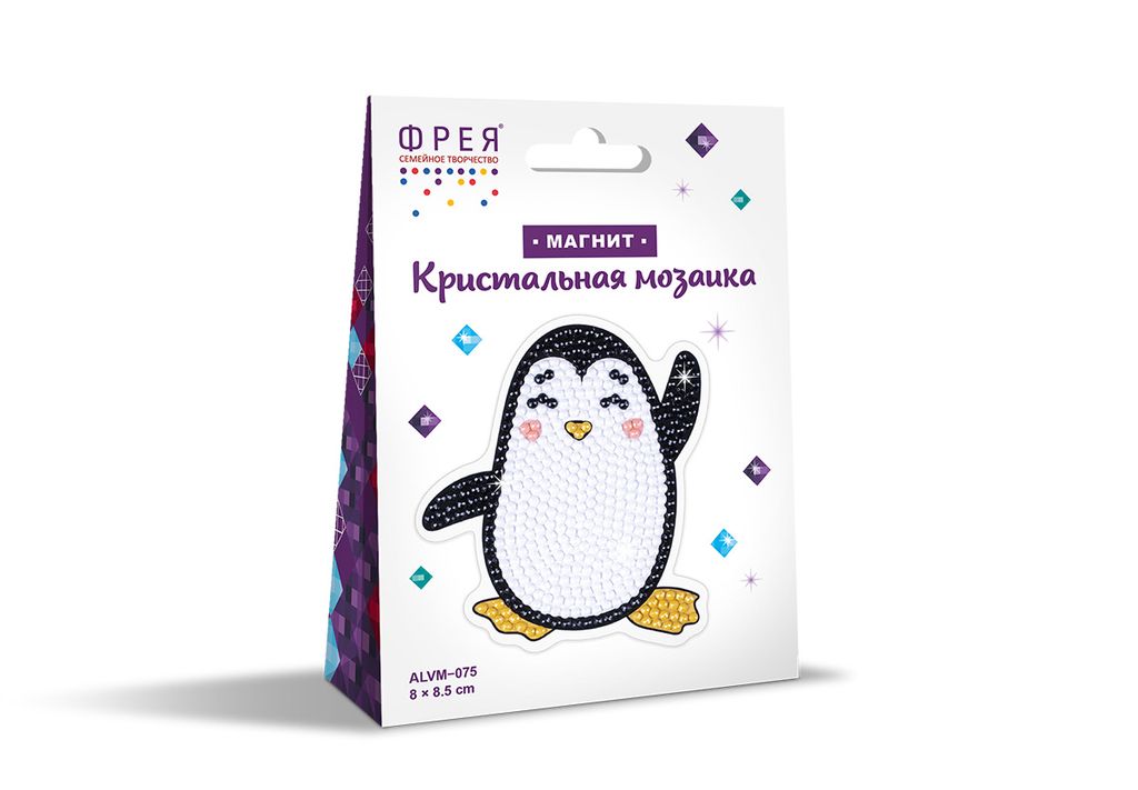 Кристальная (алмазная) мозаика ФРЕЯ ALVM-075 магнит Пингвиненок 8 х 8.5 см